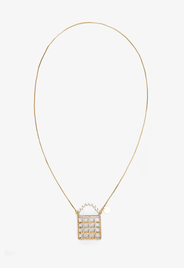 Choice Crystal Embellished Basket Necklace Gold