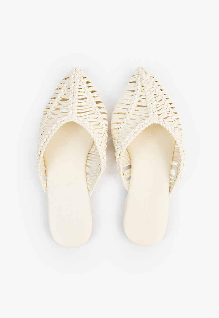 Choice Kids Braided Woven Flat Mules White