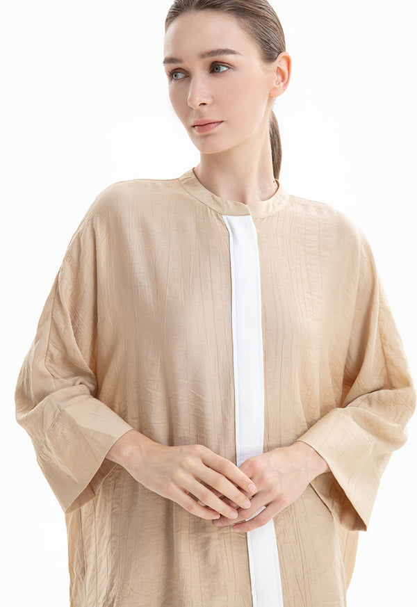 Choice Contrast Line Shirt Beige