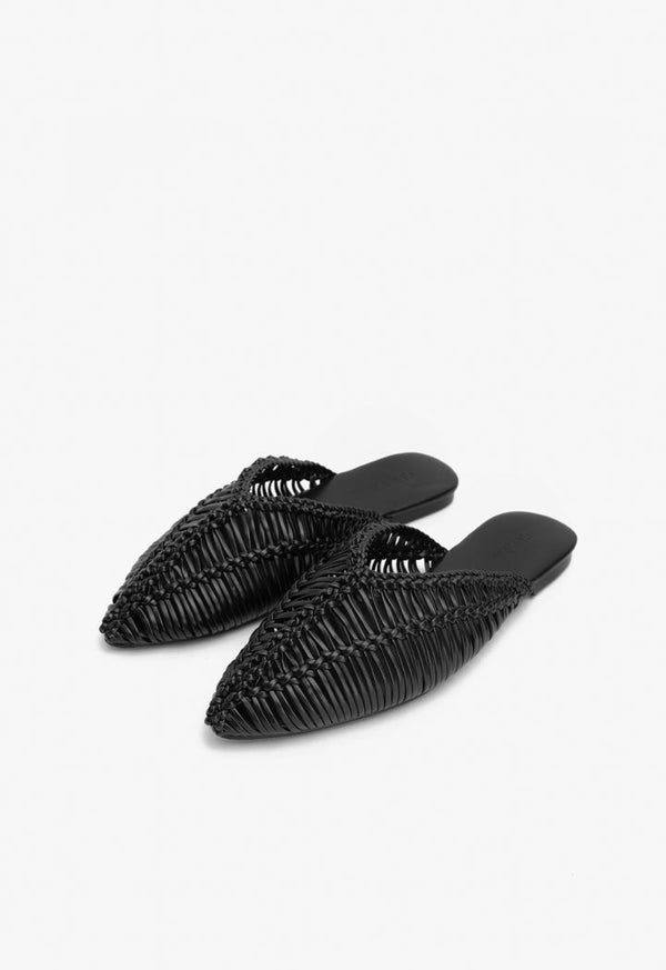 Choice Braided Woven Flat Mules Black