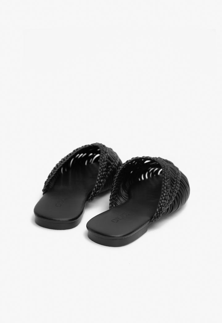 Choice Braided Woven Flat Mules Black