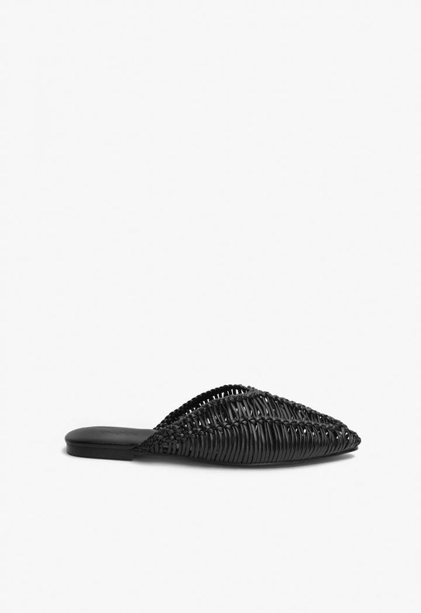 Choice Braided Woven Flat Mules Black