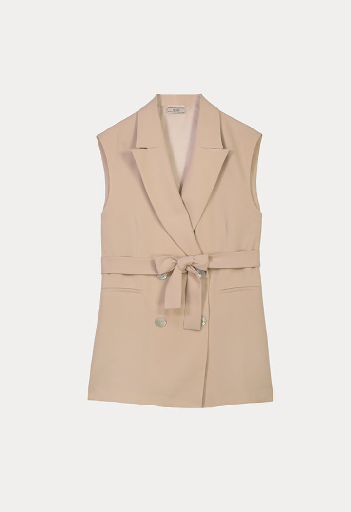 Choice Belted Jacket Vest Beige