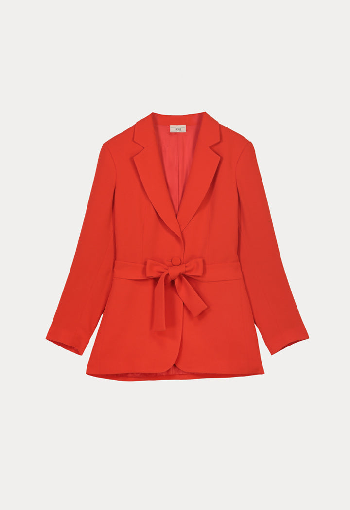 Choice Solid Belted Jacket Orange