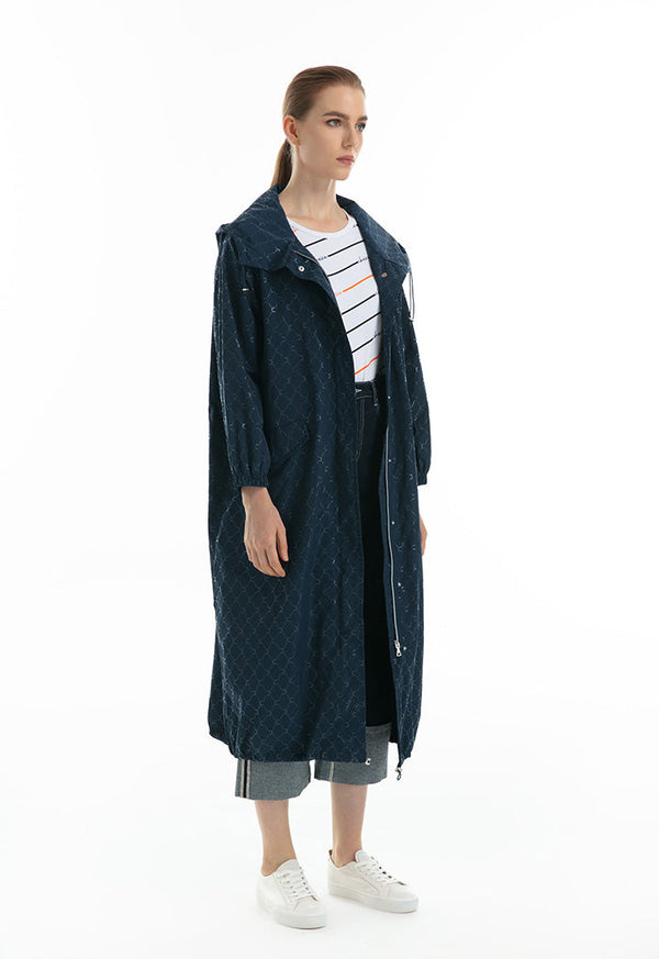 Choice Hoodie Long Jacket Navy