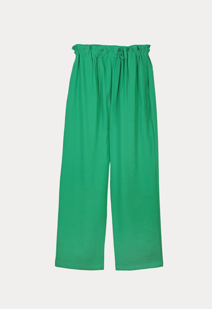 Choice Gathered Waist Wide Leg Pants Green