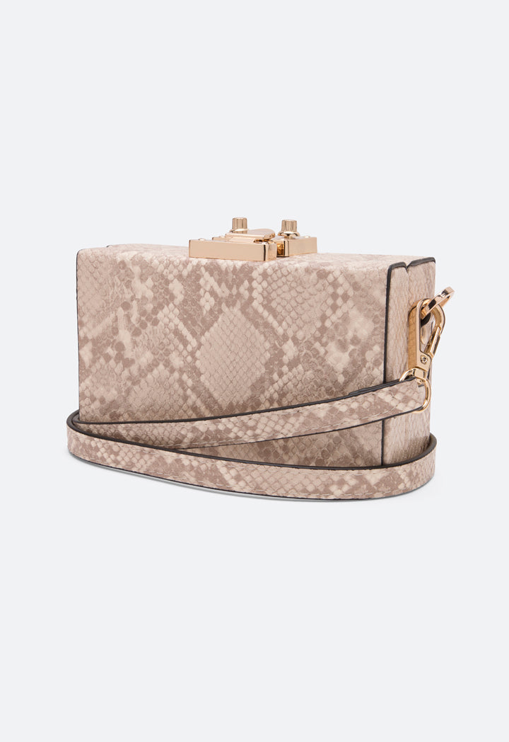 Choice Snake Skin Pattern Clutch Bag Nude - Wardrobe Fashion