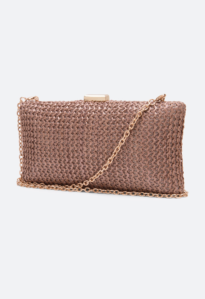 Choice Woven Straw Box Clutch Bag Coffee - Wardrobe Fashion