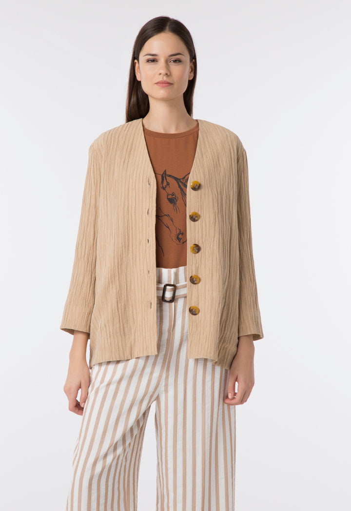 Choice Wrinkled V-Neck Outer Beige