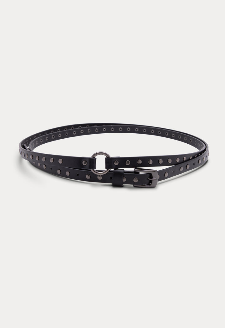 Choice Skinny Flat Studded Belt Black - Wardrobe Fashion