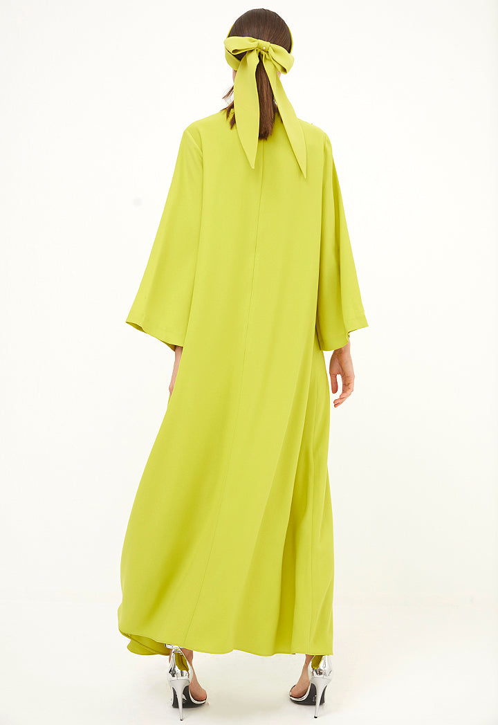 Choice Ruffled Long Dress Lime - Wardrobe Fashion