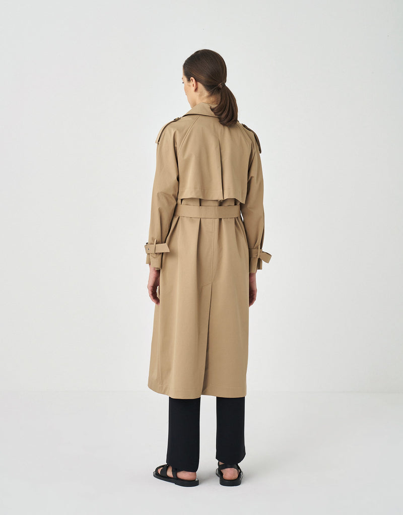 Kk Design Elegant Long Solid Trench Coat Camel