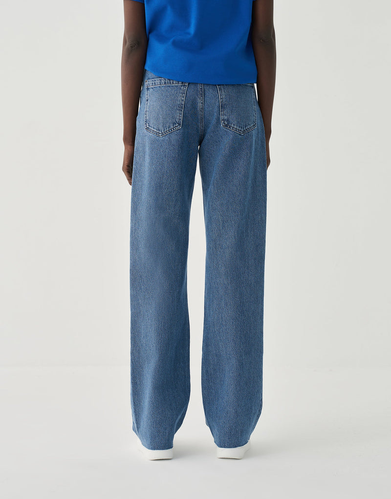 Kk Design Straight Fit Denim With Frayed Hem Blue