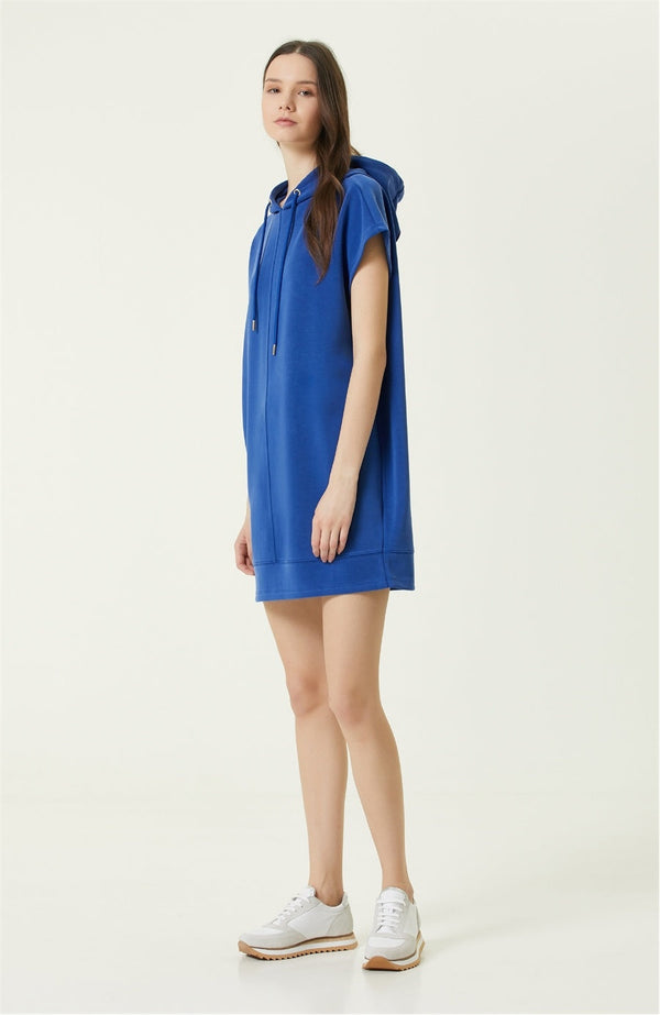 Network Hooded Mini Dress Blue