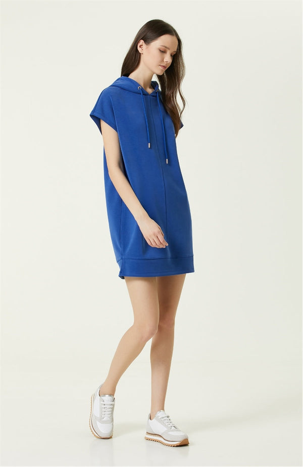 Network Hooded Mini Dress Blue