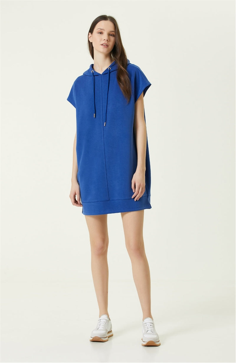 Network Hooded Mini Dress Blue