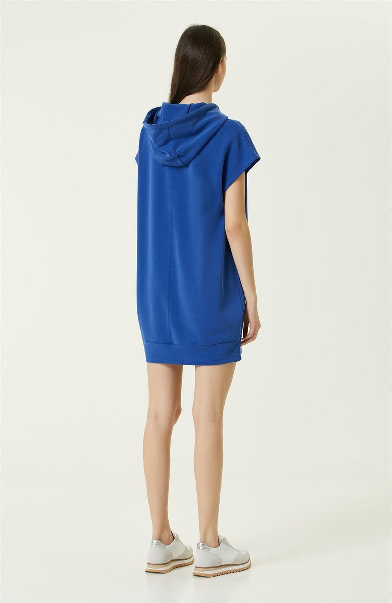 Network Hooded Mini Dress Blue