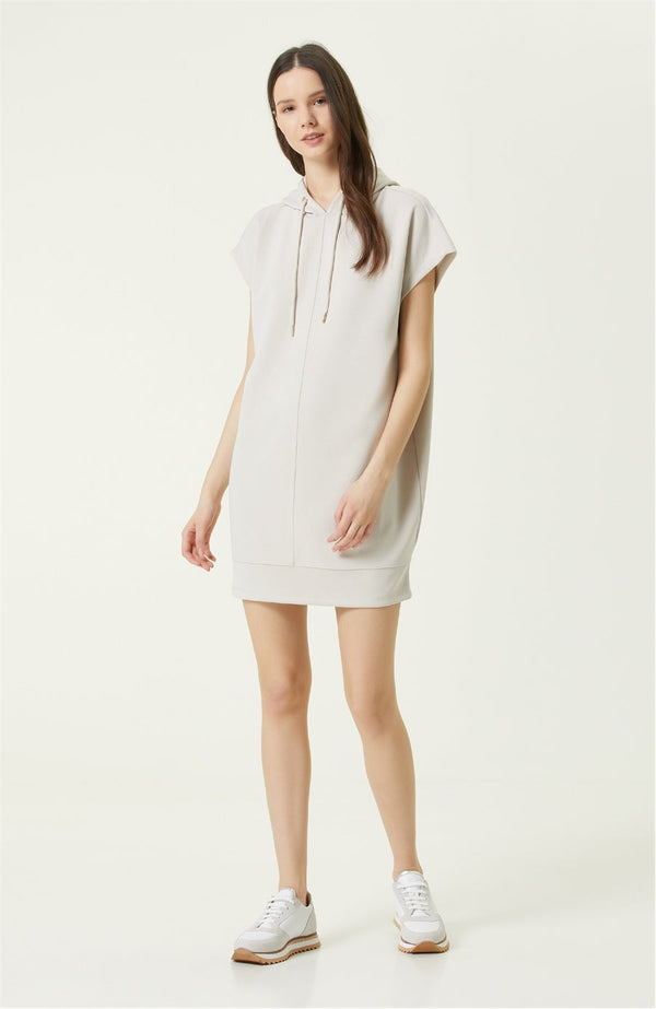 Network Hooded Mini Dress Beige