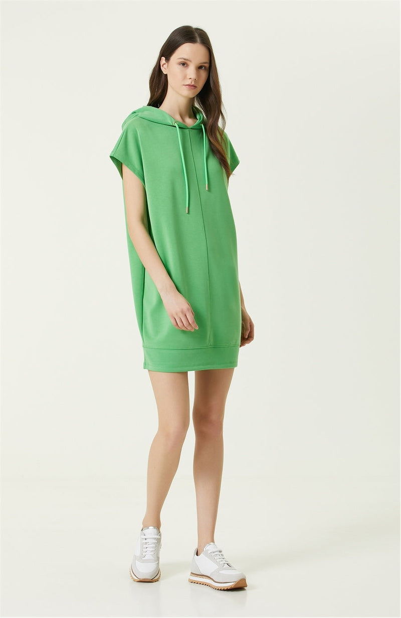 Network Hooded Mini Dress Green