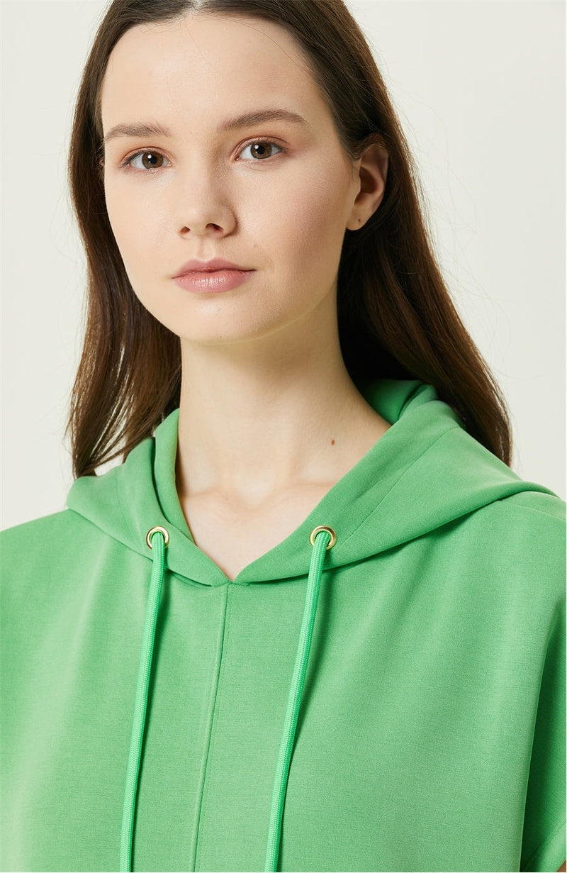 Network Hooded Mini Dress Green