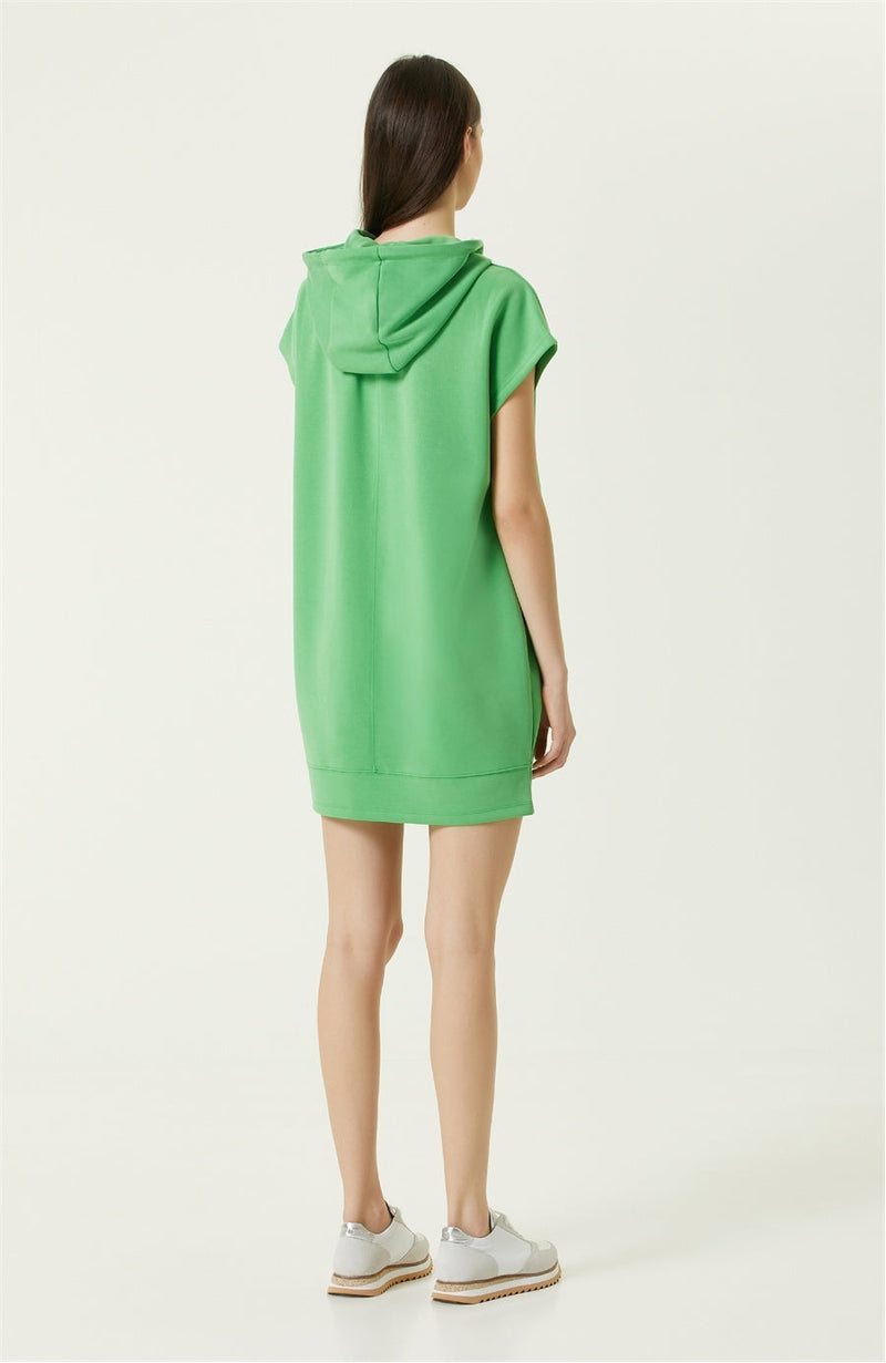 Network Hooded Mini Dress Green