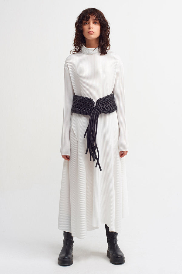 Nu Braided Detail Wide Belt Black