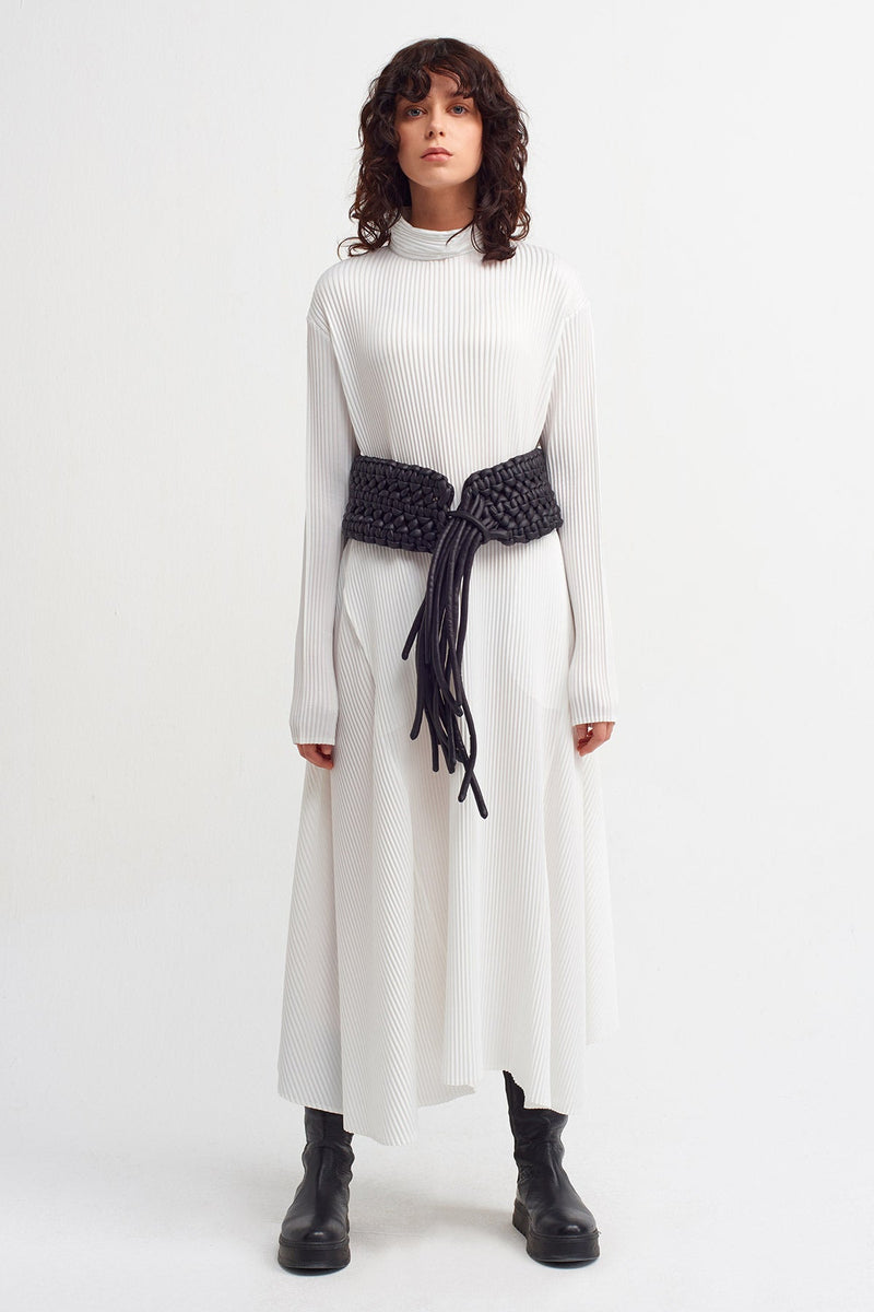 Nu Braided Detail Wide Belt Black