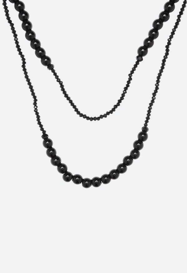 Choice Mixed Beads Long Strand Necklace Black - Wardrobe Fashion