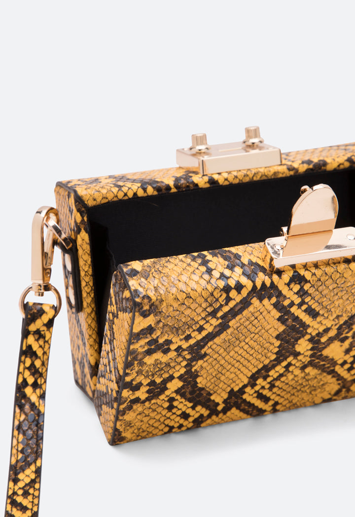 Choice Snake Skin Pattern Clutch Bag Yellow - Wardrobe Fashion