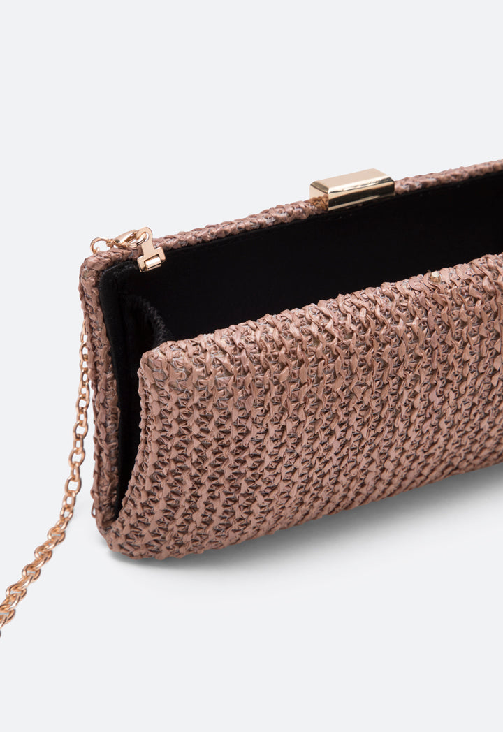 Choice Woven Straw Box Clutch Bag Coffee - Wardrobe Fashion