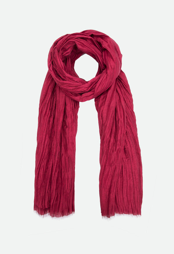 Choice Pleated Crinkle Scarf Burgundy - Wardrobe Fashion