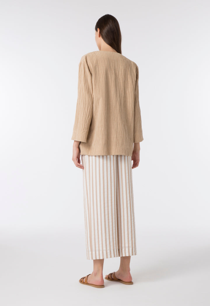 Choice Wrinkled V-Neck Outer Beige