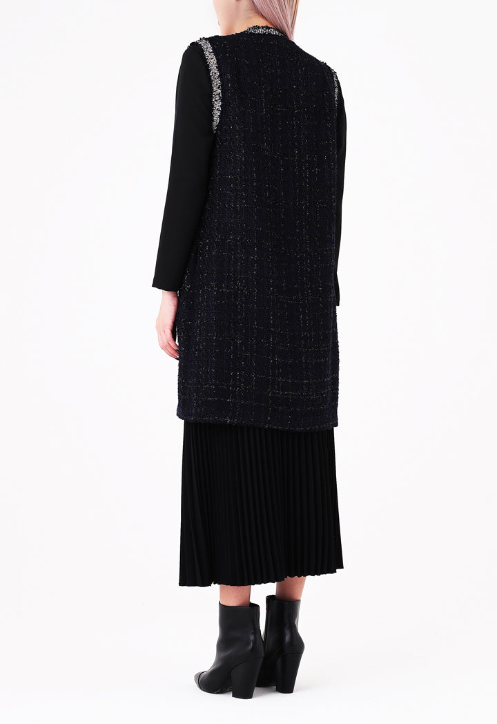 Choice Sleeveless Tweed Outerwear Navy