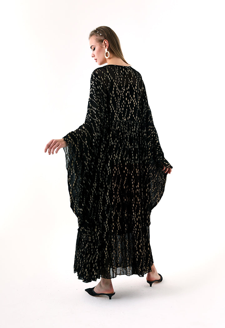 Choice Tassel Tie Neck Kaftan Dress Black - Wardrobe Fashion