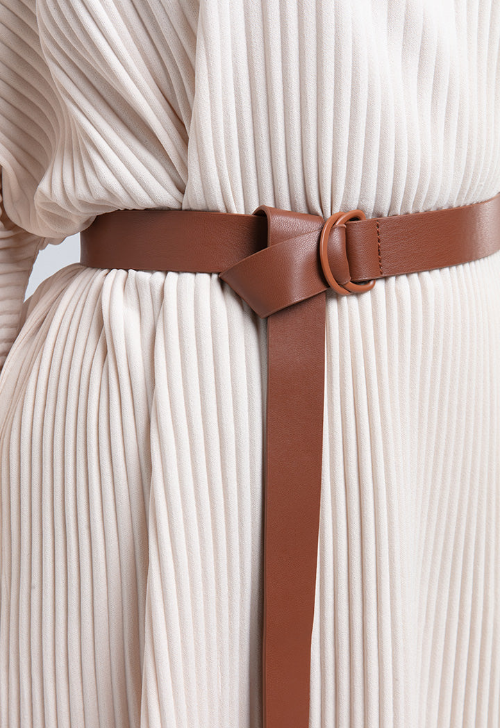 Choice D Ring Buckle Slim Belt Tan