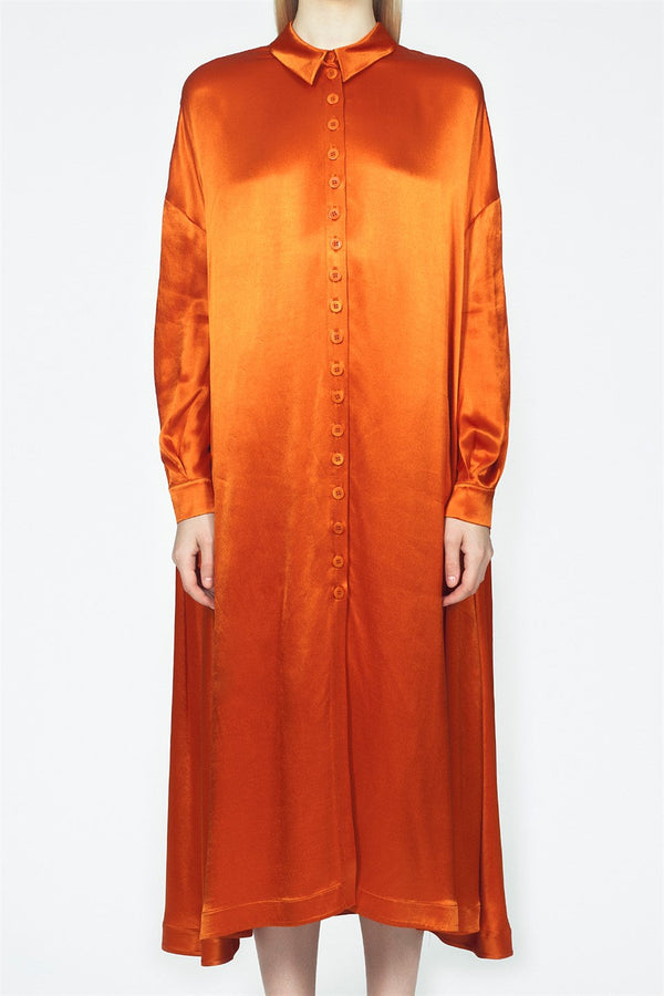 Nu Long Sleeve Comfortable Fit Shirt Dress Flame