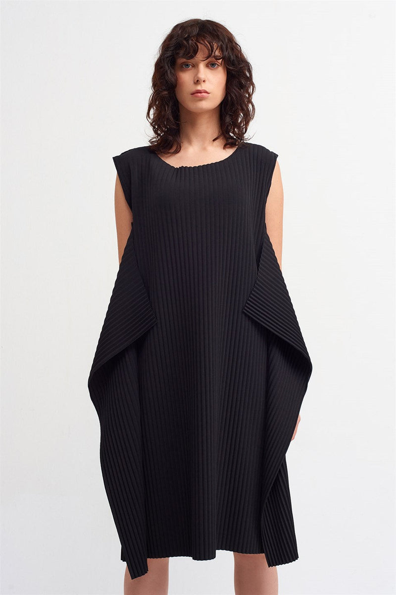 Nu Sleeveless Cape Detail Dress Black