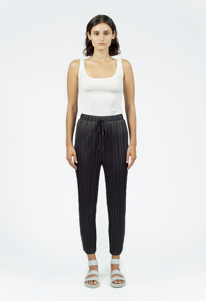 Nu Drawstring Waist Pleated Trouser Smoky