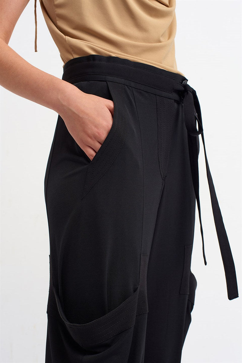 Nu High Waist Pocket Detail Trouser Black