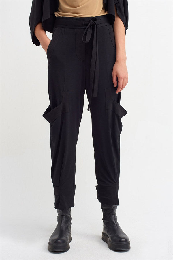 Nu High Waist Pocket Detail Trouser Black