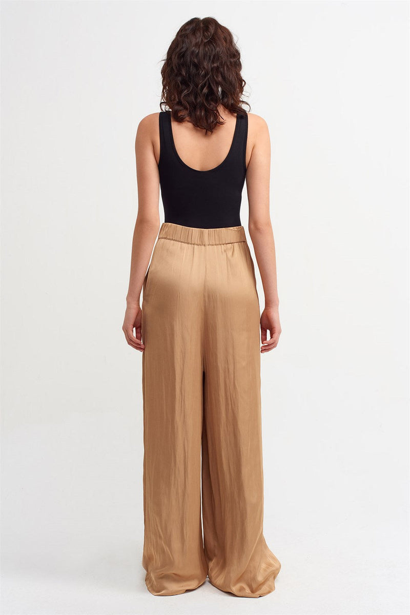 Nu Elastic High Waist Palazzo Trouser Beige