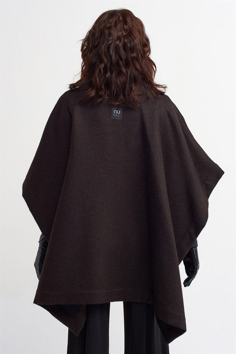 Nu Wool Oversized Poncho Brown