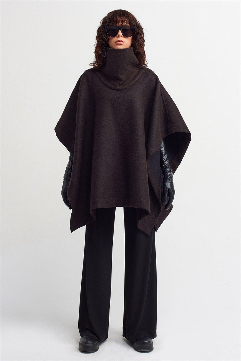 Nu Wool Oversized Poncho Brown