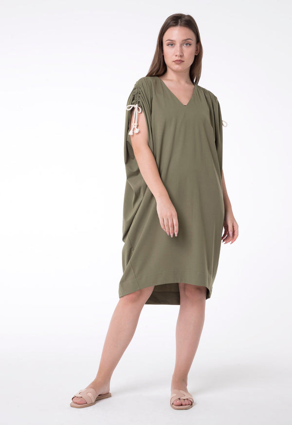 Exquise Dress Short V-Neck Khaki