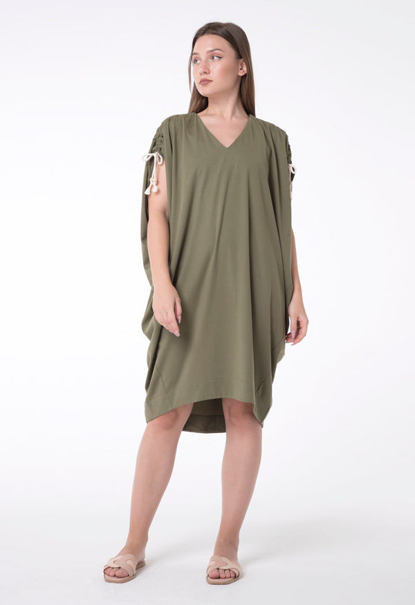 Exquise Dress Short V-Neck Khaki