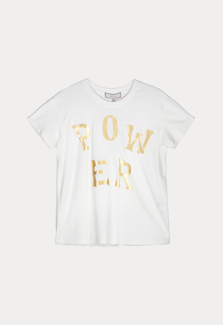 BERRIN POWER Print T-Shirt ECRU