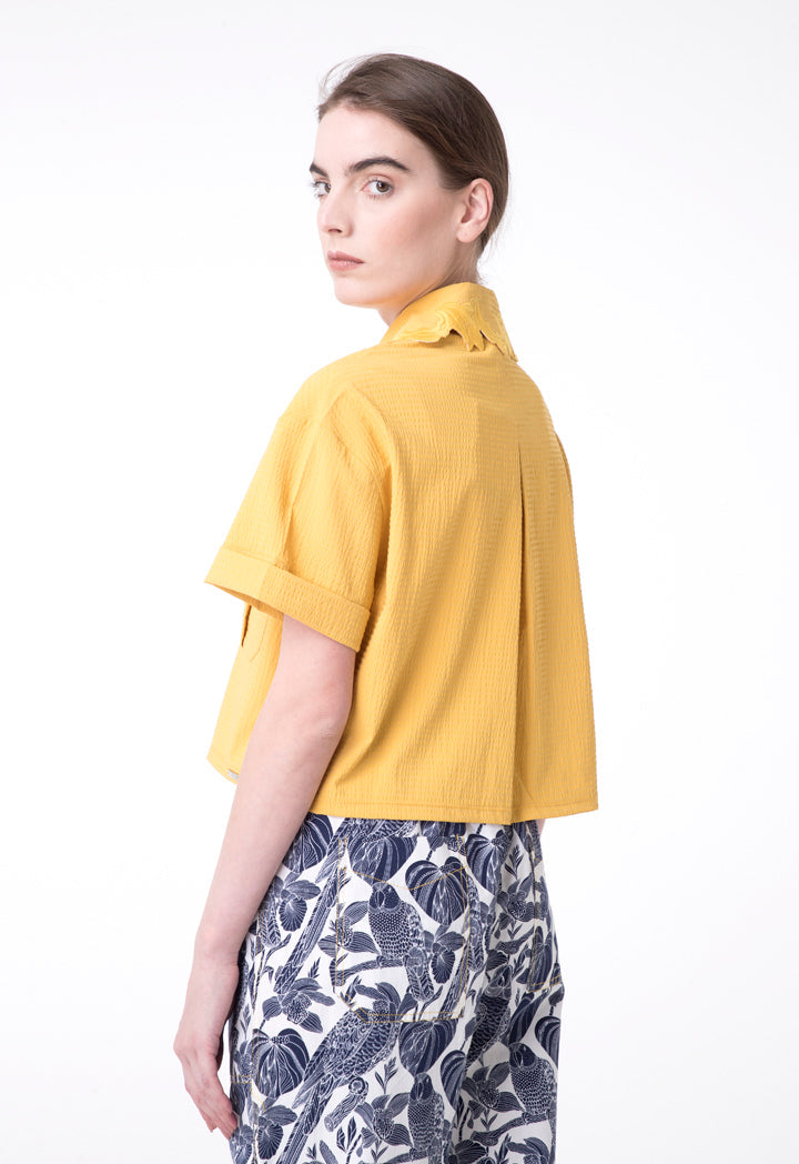 Exquise Shirt Embroied Neck S Yellow