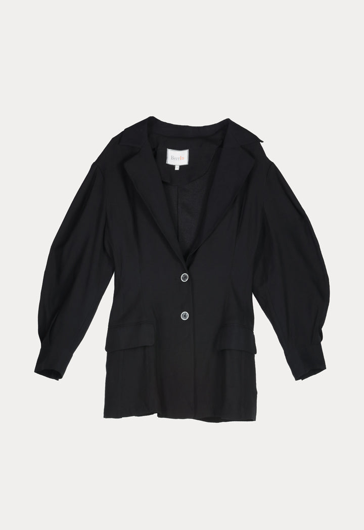 BERRIN Notch Collar Single Breasted Jacket BLACK