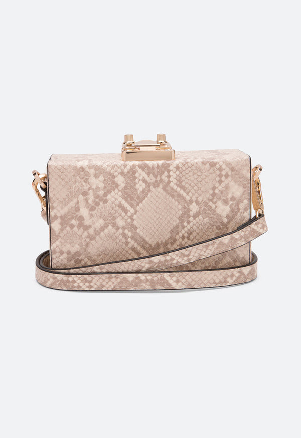 Choice Snake Skin Pattern Clutch Bag Nude - Wardrobe Fashion