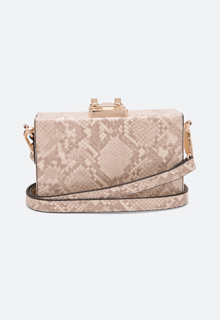 Choice Snake Skin Pattern Clutch Bag Nude - Wardrobe Fashion